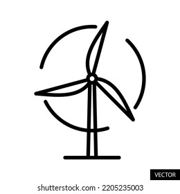 Wind turbine vector icon in line style design for website design, app, UI, isolated on white background. Editable stroke. EPS 10 vector illustration.