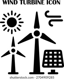 Icono del Vector de turbinas eólicas que representa la energía renovable y la generación de energía sostenible