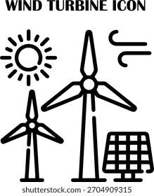 Wind turbine vector icon representing renewable energy and sustainable power generation