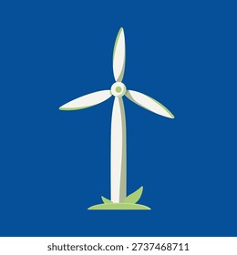 Wind turbine vector illustration, wind turbine icon, clip art wind turbine, wind turbine renewable energy flat icon
