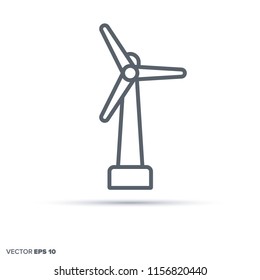 Ícone de linha vetorial de turbina eólica. Energia renovável e símbolo de geração de energia.