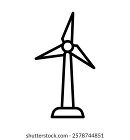 Wind Turbine Vector Line Icon Design