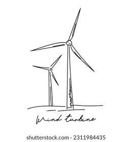 Ilustración de la línea vectorial de la turbina eólica
