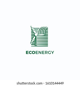 Wind turbine vector logo.Wind power icon in modern style. Flat design style