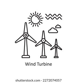 Wind turbine Vector Outline Icon Design illustration. Ecology Symbol on White background EPS 10 File