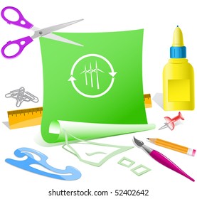 Wind turbine. Vector paper template.