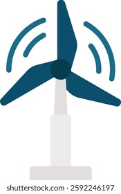 Wind Turbine Vector for Renewable Energy Production. Green power generation illustration, sustainable electricity icon, eco-friendly energy concept. Flat icon