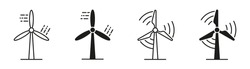 Wind Turbine Vector Silhouettes. Windmill Vector Icons. Wind Turbine Icons. Wind Power Icons. Alternative Energy Symbols. EPS 10