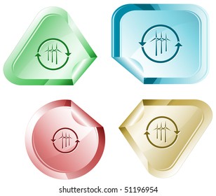 Wind turbine. Vector sticker.