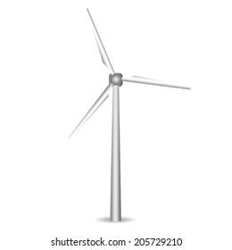 Wind turbine vector. Windmill, wind generator realistic