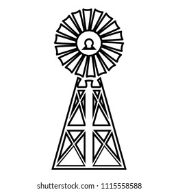 Wind turbine windmill classic american icon black color