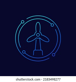 wind turbine, windmill icon, linear design