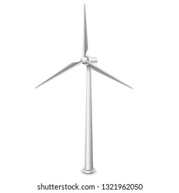 Wind turbines alternative energy resource isolated on white photo-realistic vector