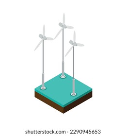Wind turbines alternative sources of energy isometric icon 3d vector illustration