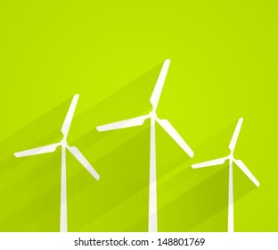 Wind turbines background. Vector illustration.