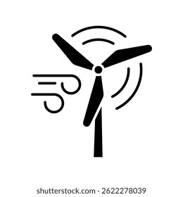 Wind turbines black flat icon. Vector isolated element. 