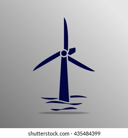 wind turbines blue on a gray background