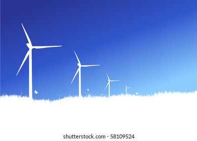 wind turbines and blue sky