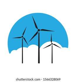 wind turbines with blue sky in behind, vector