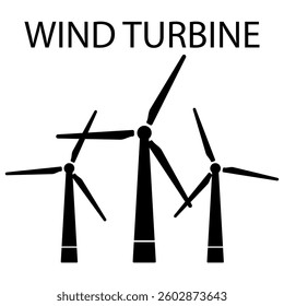 wind turbines with bold "WIND TURBINE" text above. Ideal for renewable energy, sustainability, and eco-friendly design concepts.
