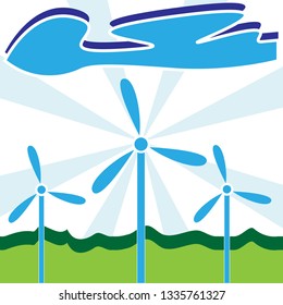Wind turbines with clouds - wind energy
