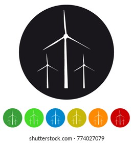 Wind Turbines - Colorful Vector Icons