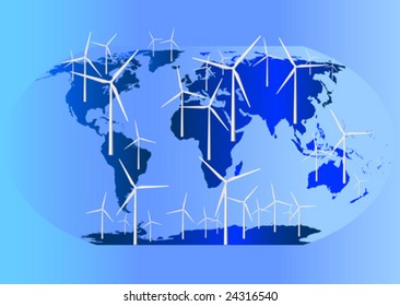 Wind Turbines covering all continents