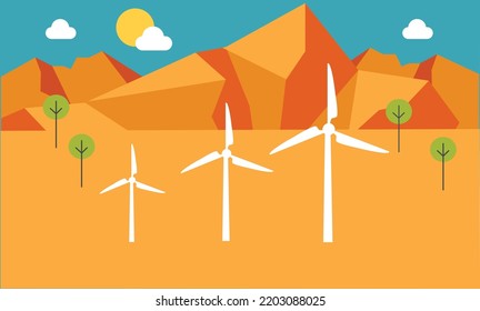 Wind turbines in the desert