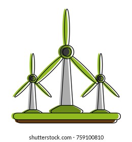 Wind turbines energy icon vector illustration graphic design