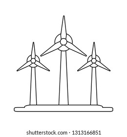 wind turbines eolic energy symbol black and white