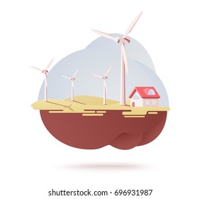 Wind turbines farm vector design on white background.