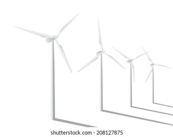 Wind turbines in the field. Vector illustration.