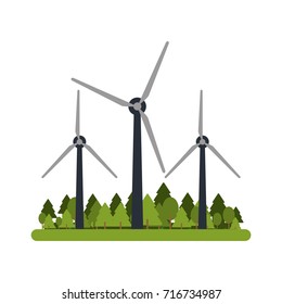 wind turbines in forest icon image 