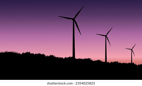 Wind turbines generating electricity, high quality vector