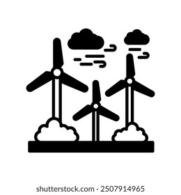 Wind Turbines Glyph Icon, Vector illustration