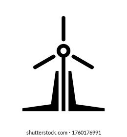 Icono de turbinas eólicas o logotipo símbolo de señas aislado ilustración vectorial - iconos vectoriales de estilo negro de alta calidad
