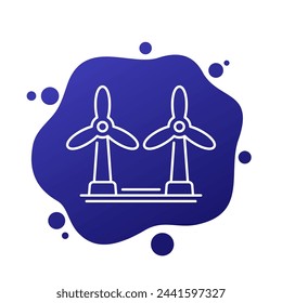 wind turbines icon, windmills line vector