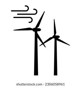 Wind turbines isolated icon, alternative energy and sustainability concept