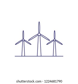 Wind turbines line icon. Alternative energy, wind power, eolic energy. Electric power production concept. Vector illustration can be used for topics like energy, ecology, electricity