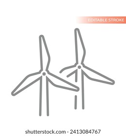 Wind turbines line vector icon. Turbine outline symbol.