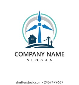 Wind turbines Logo Design, Renewable energy  Symbol