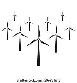 Wind turbines minimalist vector icon