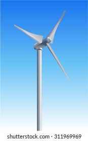 Wind Turbines on Blue Sky Background