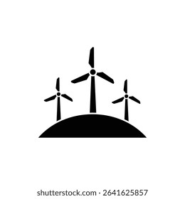 Wind Turbines on a Small Hill Representing Sustainable Renewable Energy Sources