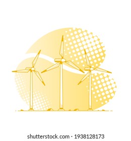 wind turbines on white background vector illustration