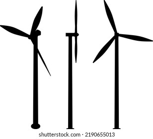 Wind Turbines On White Background Flat Stock Vector (Royalty Free ...