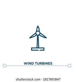 wind turbines outline vector icon. simple element illustration. wind turbines outline icon from editable industry concept. can be used for web and mobile
