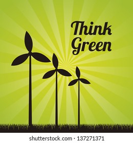 wind turbines over green background. vector illustration