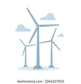 wind turbines wind power energy vector illustration