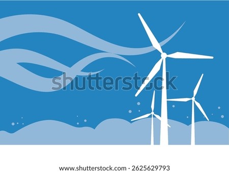 Wind turbines, renewable energy – background, banner, vector illustration